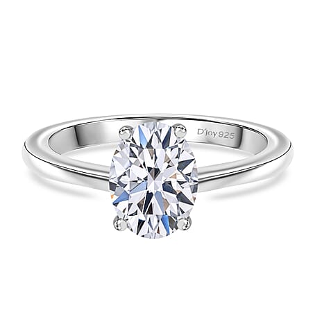Luxuriant Lab Grown Diamond (SI-GH) Oval Cut Ring in Rhodium Overlay Sterling Silver 1.00 Ct.