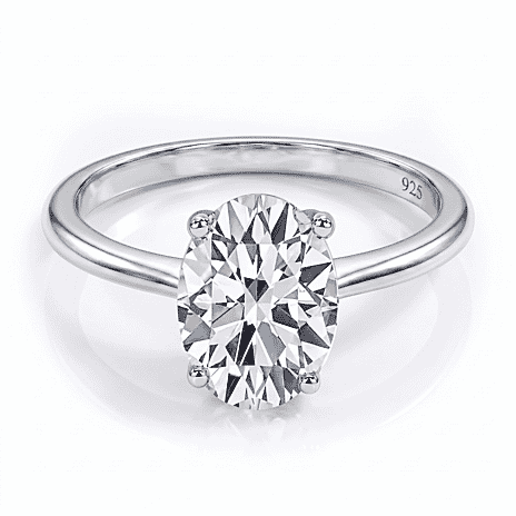 Luxuriant Lab Grown Diamond (SI-GH) Oval Cut Ring in Rhodium Overlay Sterling Silver 1.00 Ct.