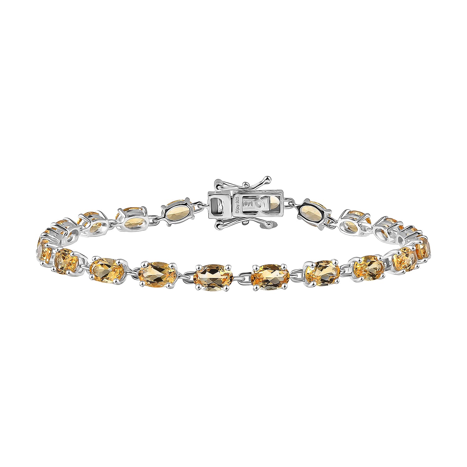 D'Joy Citrine Cluster Bracelet (Size 7) with GB Lock Box in Platinum Overlay Sterling Silver 8.98 Ct, Silver Wt. 5.39 Gms.