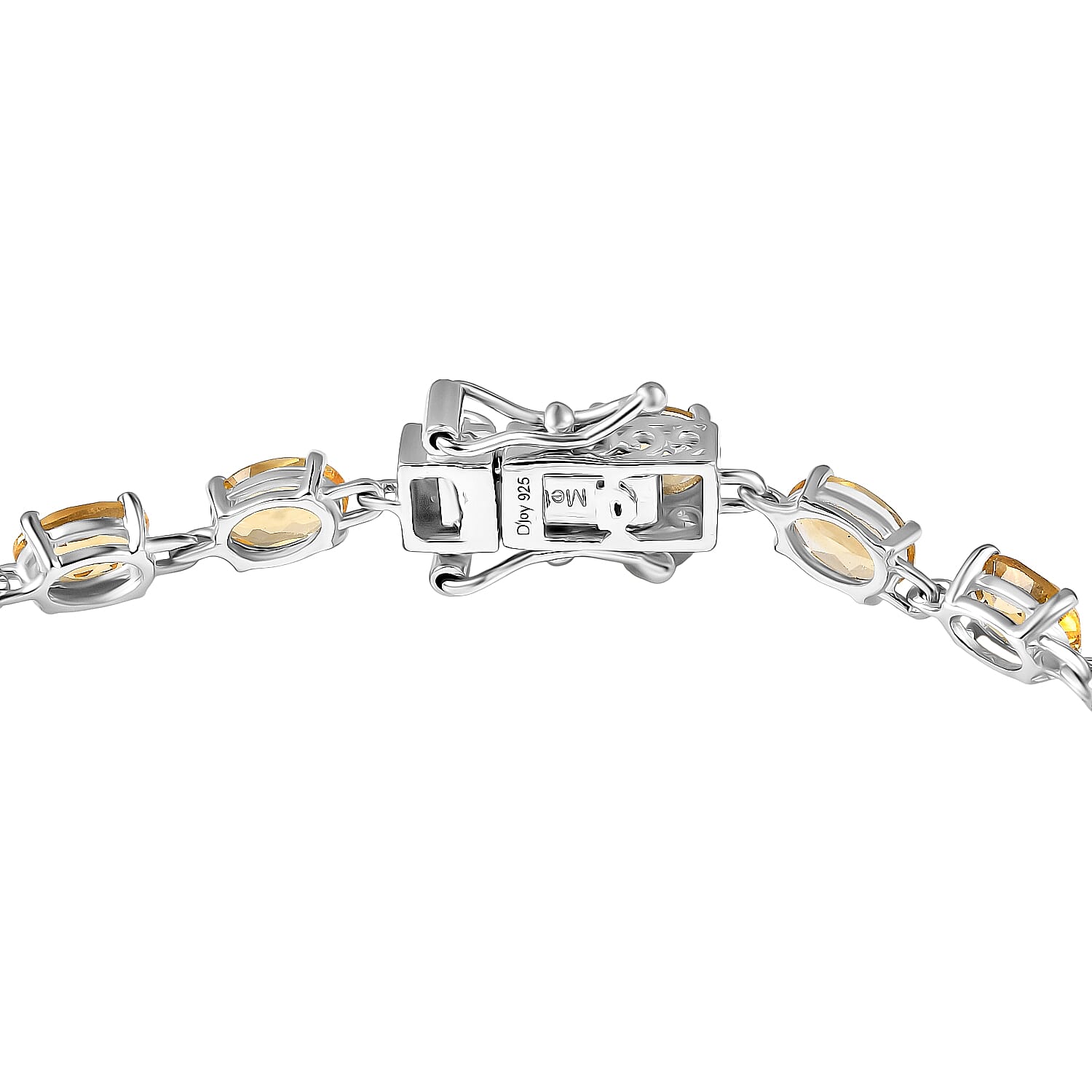 D'Joy Citrine Cluster Bracelet (Size 7) with GB Lock Box in Platinum Overlay Sterling Silver 8.98 Ct, Silver Wt. 5.39 Gms.