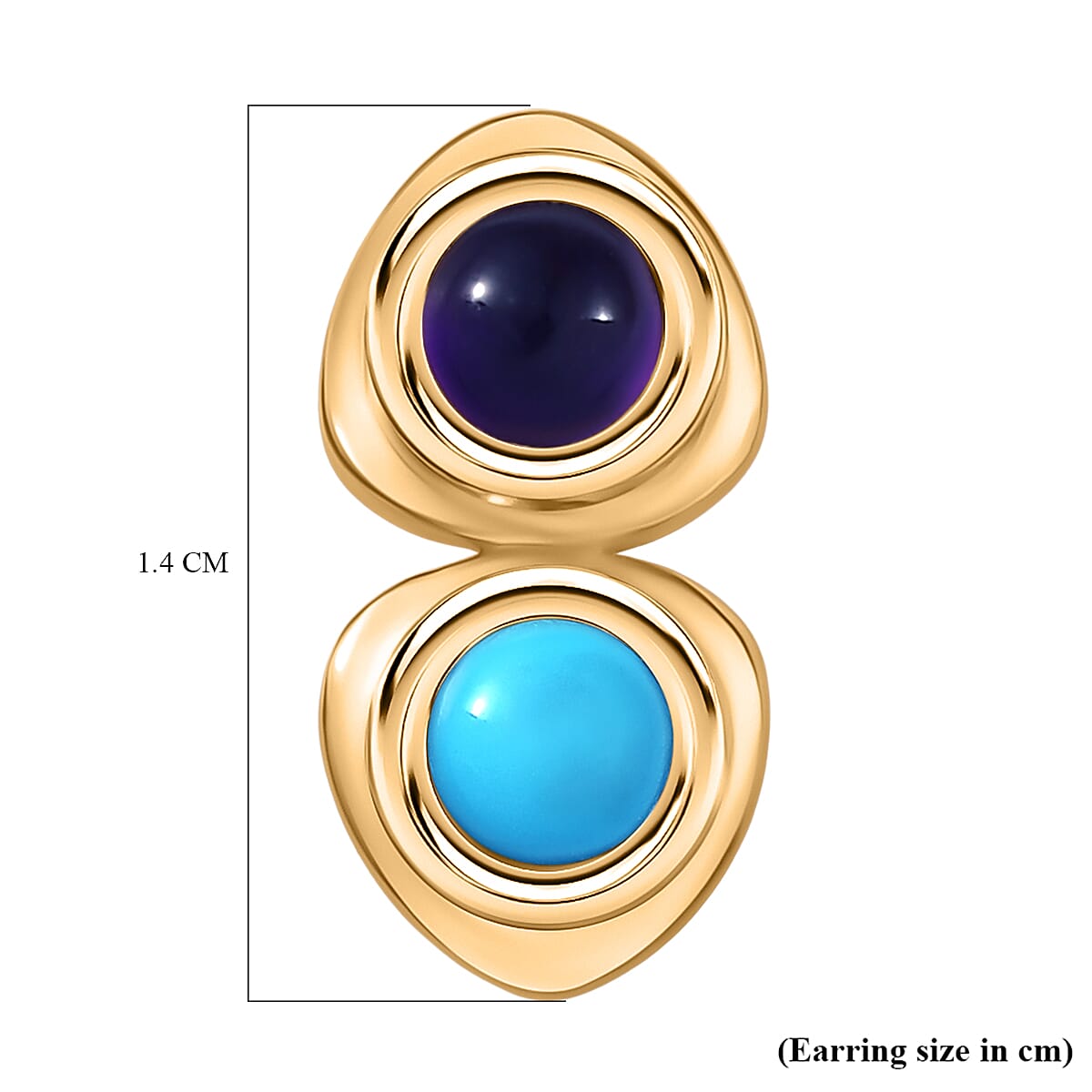 D'Joy African Amethyst Solitaire Stud Push Post Earring in 18K Yellow Gold Plating Sterling Silver 1.07 Ct.