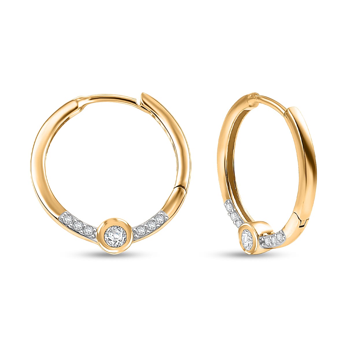 Luxuriant Lab Grown Diamond (SI-G-H) Full Hoop Earring in 18K Vermeil Yellow Gold Plated Sterling Silver 0.33 Ct.