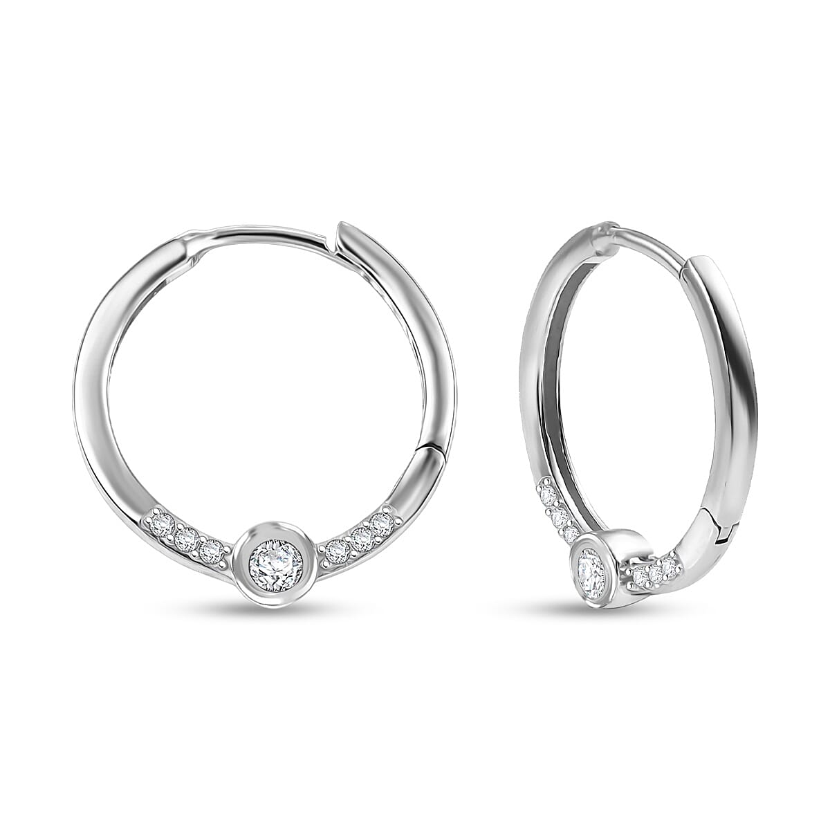 Luxuriant Lab Grown Diamond (SI-G-H) Full Hoop Earring in Rhodium Overlay Sterling Silver 0.33 Ct.