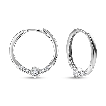 LUXURIANT Lab Grown Diamond Full Hoop Earring in Rhodium Overlay Sterling Silver 0.33 Ct.
