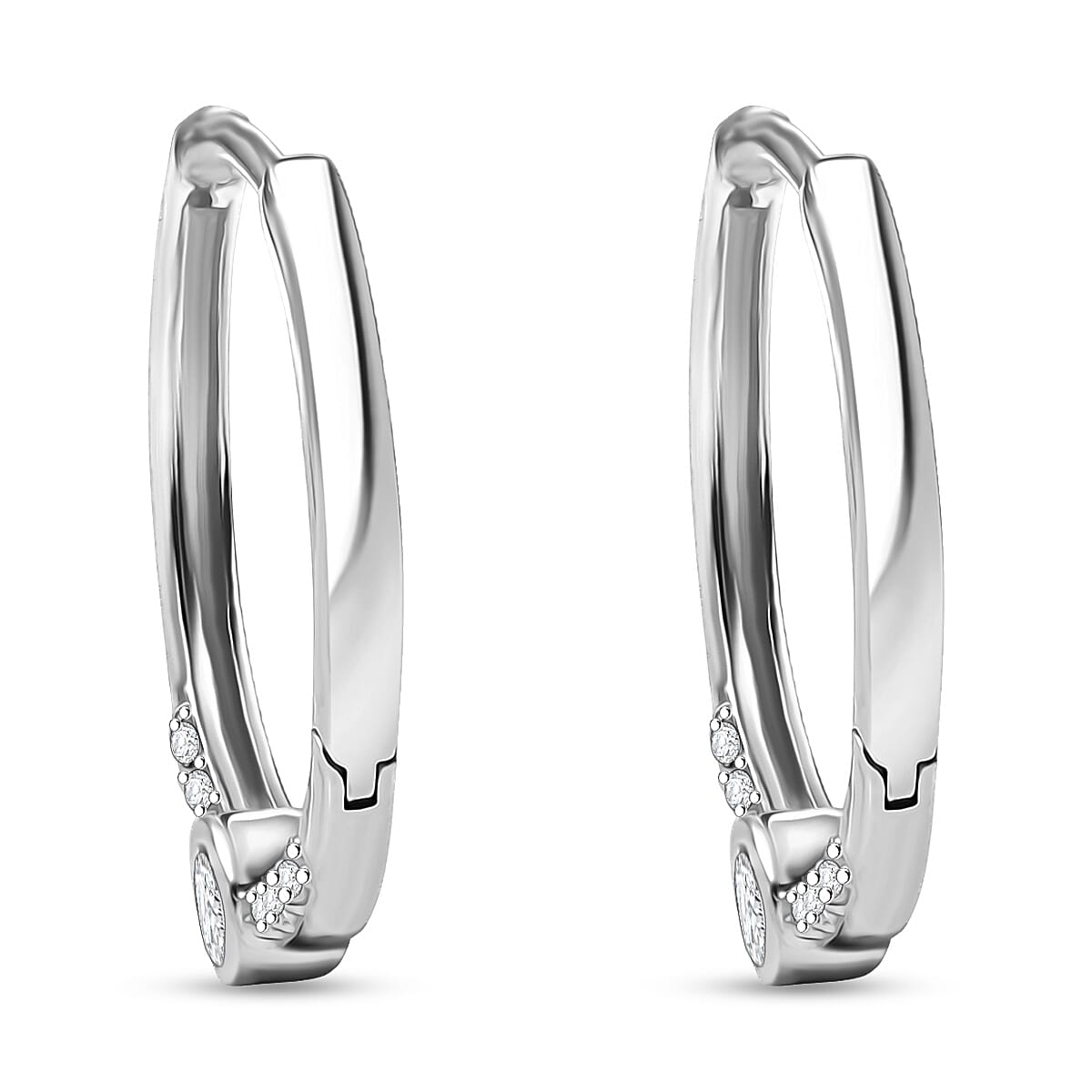 Luxuriant Lab Grown Diamond (SI-G-H) Full Hoop Earring in Rhodium Overlay Sterling Silver 0.33 Ct.