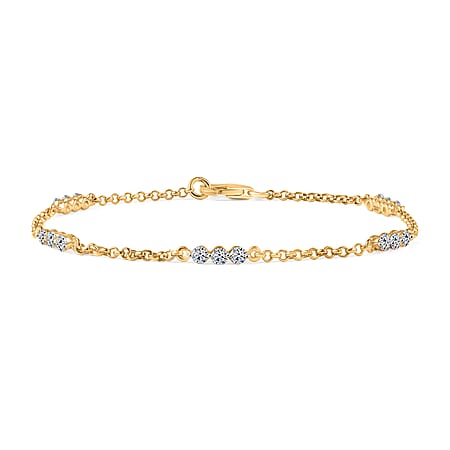 LUXURIANT 1 Ct. Lab Grown Diamond  Station Bracelet (Size 7.5) in 18K Vermeil Yellow Gold Plated Sterling Silver (SI-GH)