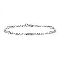 LUXURIANT 1 Ct. Lab Grown Diamond  Station Bracelet (Size 7.5) in Rhodium Overlay Sterling Silver (SI-GH)