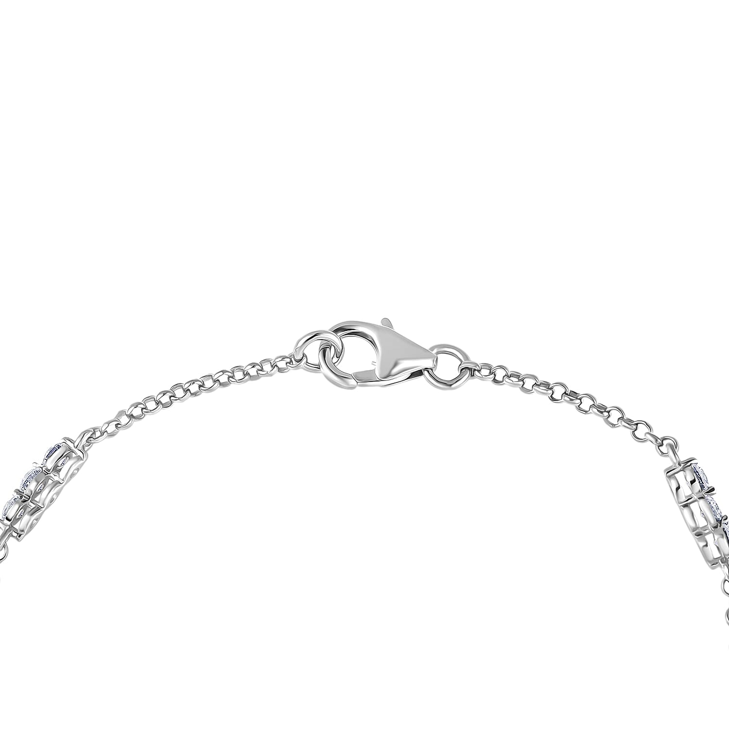 Luxuriant Lab Grown Diamond (SI-GH) Station Bracelet (Size 7.5) in Rhodium Overlay Sterling Silver 1.03 Ct.