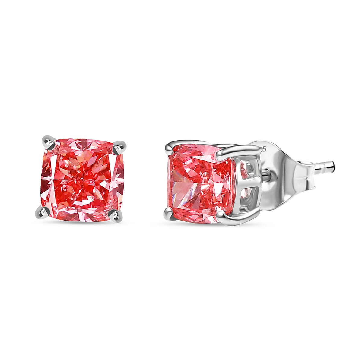 Luxuriant 9K White Gold SGL Certified Lab Grown Pink Diamond (VS) Solitaire Stud Push Post Earring 2.00 Ct.