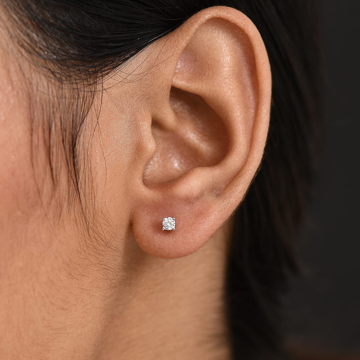 Luxuriant Lab Grown Diamond (SI-GH) Earring with Push Back in Platinum Overlay Sterling Silver 0.20 Ct.