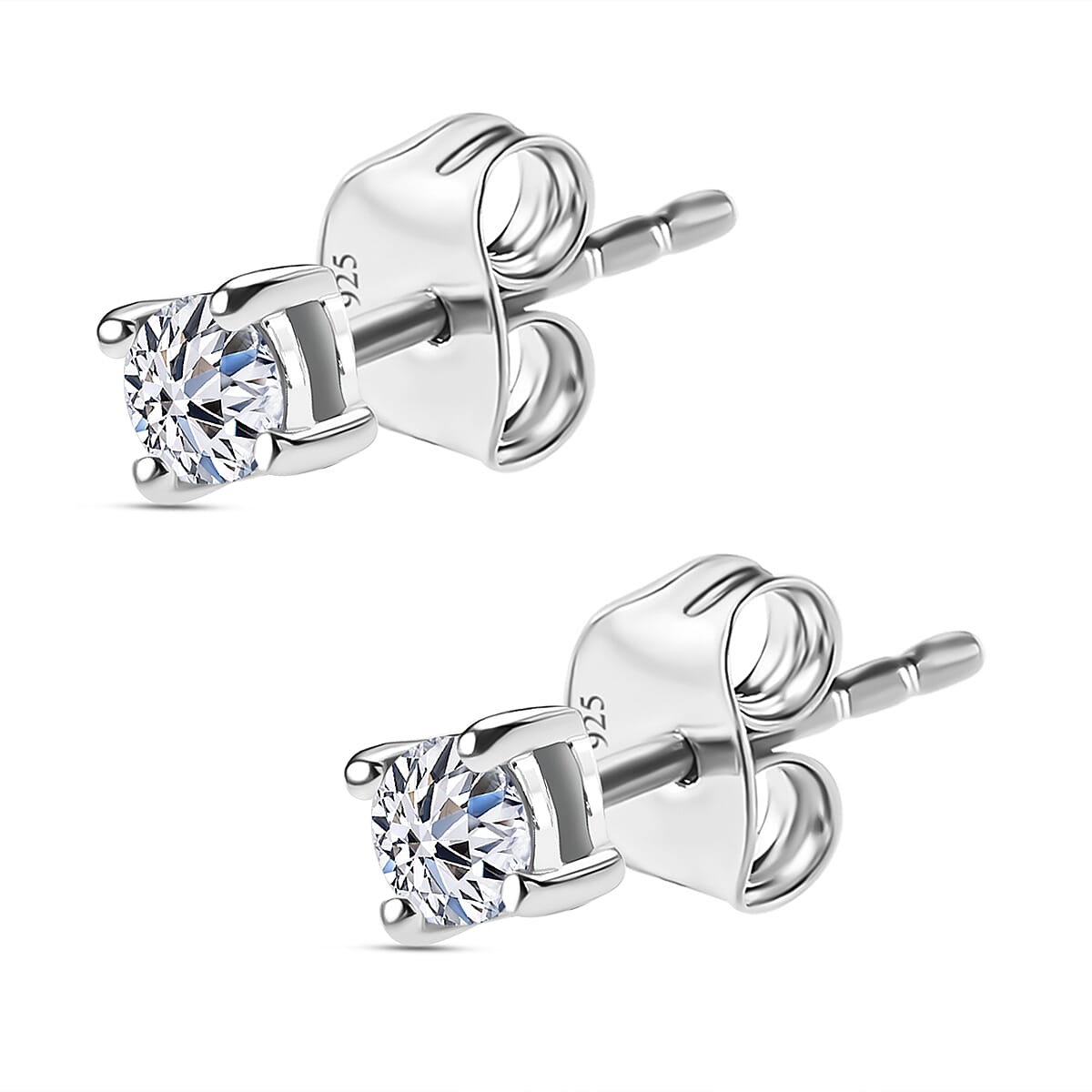 Luxuriant Lab Grown Diamond (SI-GH) Earring with Push Back in Platinum Overlay Sterling Silver 0.20 Ct.