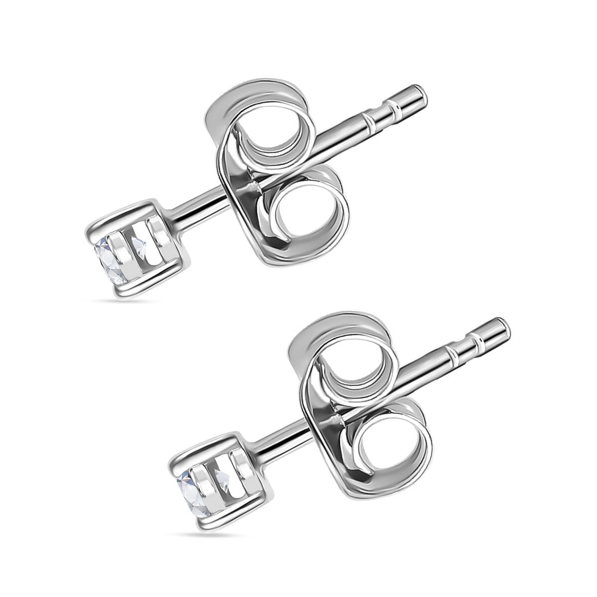 Luxuriant Lab Grown Diamond (SI-GH) Earring with Push Back in Platinum Overlay Sterling Silver 0.20 Ct.