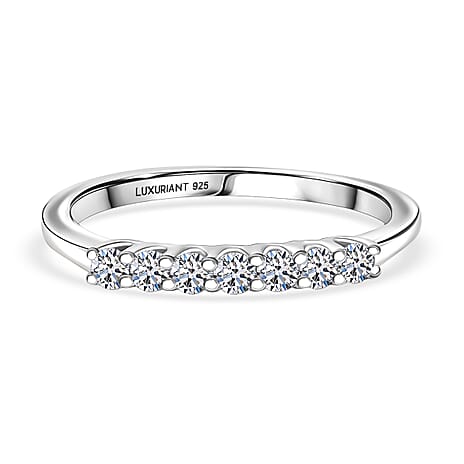 Luxuriant Lab Grown Diamond (SI-GH) Ring in Rhodium Overlay Sterling Silver 0.27 Ct.