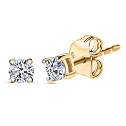 Set of 3 - Luxuriant Lab Grown Diamond (SI-GH) Earrings with Push Back in Sterling Silver with Platinum, 18K Vermeil Rose Gold & 18K Vermeil Yellow Gold Platings