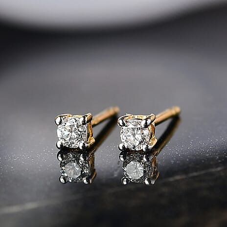 Luxuriant Lab Grown Diamond (SI-GH) Earring with Push Back in 18K Vermeil Yellow Gold Plated Sterling Silver 0.20 Ct.