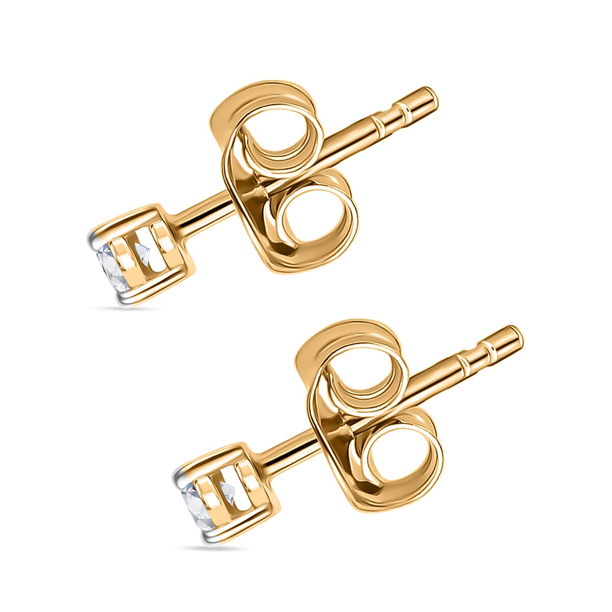 Luxuriant Lab Grown Diamond (SI-GH) Earring with Push Back in 18K Vermeil Yellow Gold Plated Sterling Silver 0.20 Ct.