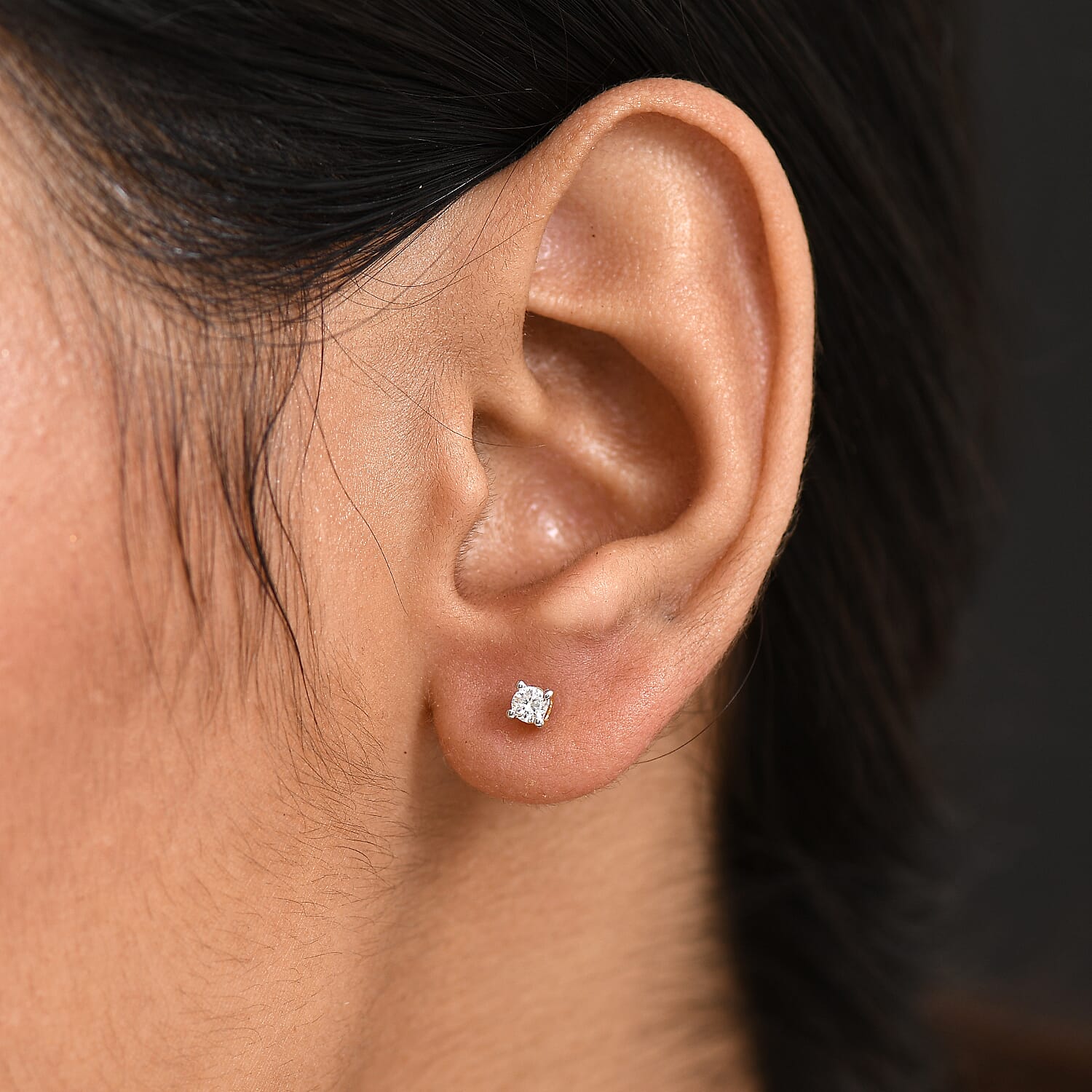 Luxuriant Lab Grown Diamond (SI-GH) Earring with Push Back in 18K Vermeil Rose Gold Plated Sterling Silver 0.20 Ct.