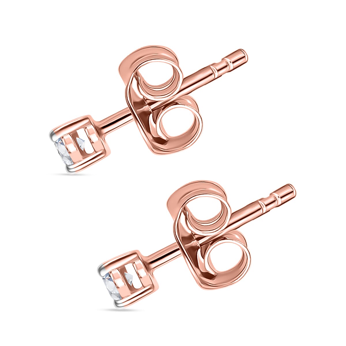 Luxuriant Lab Grown Diamond (SI-GH) Earring with Push Back in 18K Vermeil Rose Gold Plated Sterling Silver 0.20 Ct.