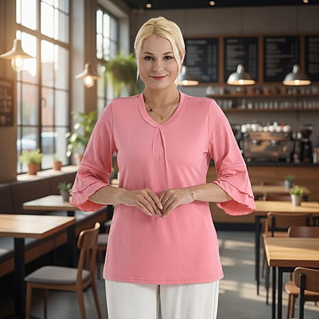 BRAND NEW - - Maisi Frill Bell Half-Sleeved Blouse (Size - 10) - Pink