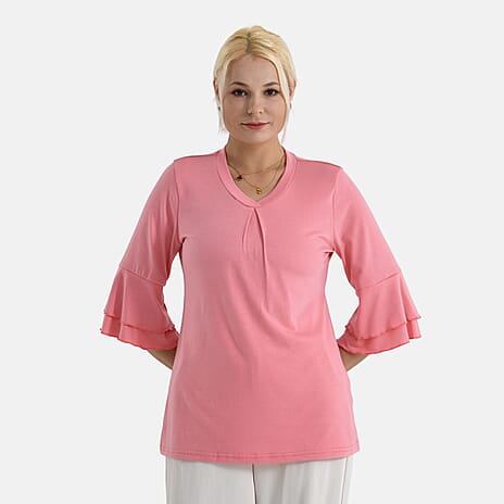 BRAND NEW - - Maisi Frill Bell Half-Sleeved Blouse (Size - 10) - Pink