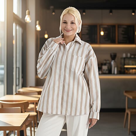 - Maisi Striped Shirt (Size - 16) - Brown - White