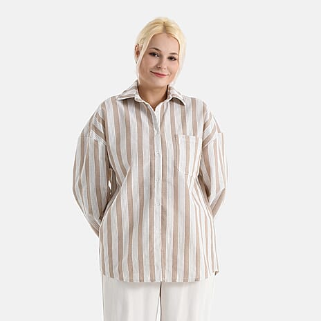 - Maisi Striped Shirt (Size - 18) - Brown - White
