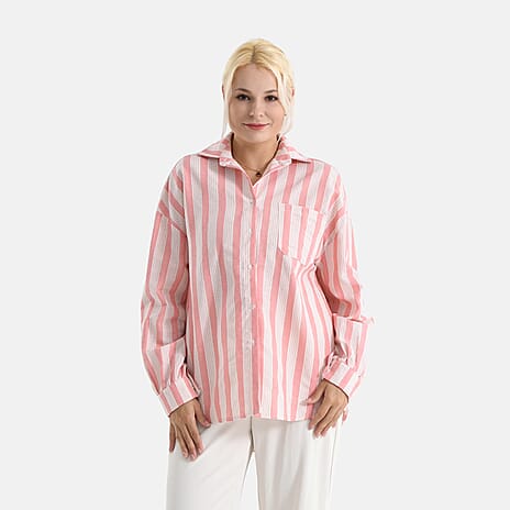 - Maisi Striped Shirt (Size M) - Pink - White