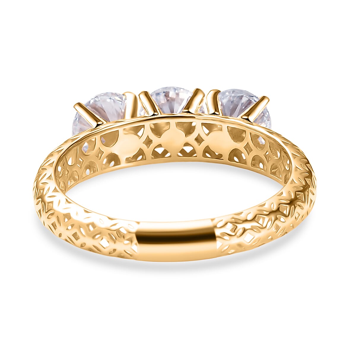 Mirage Collection - Luxuriant 9K Yellow Gold SGL Certified Lab Grown Diamond (SI-GH) Trilogy Ring 1.50 Ct.