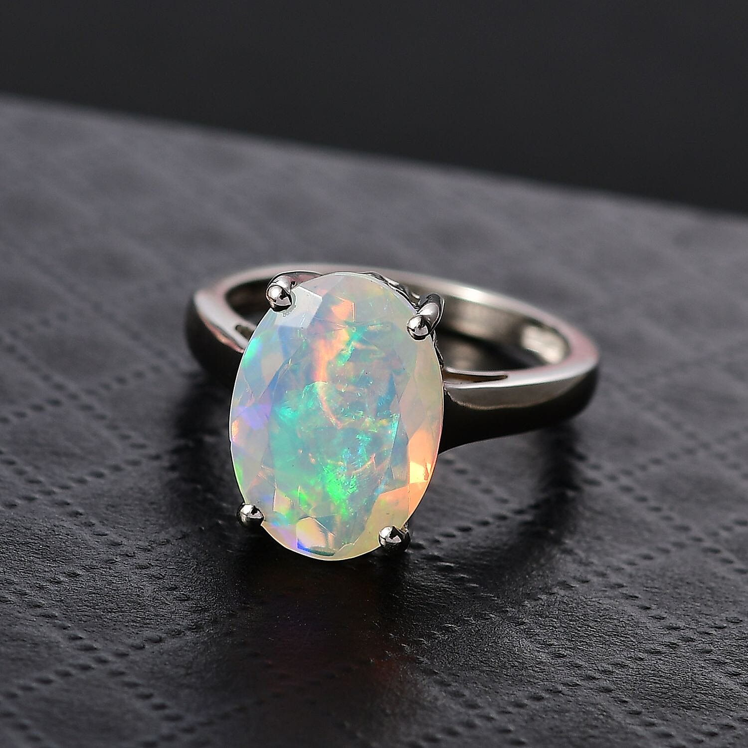 Rhapsody 950 Platinum AAAA Ethiopian Opal Ring 3.75 Ct, Platinum Wt. 4.78 Gms.