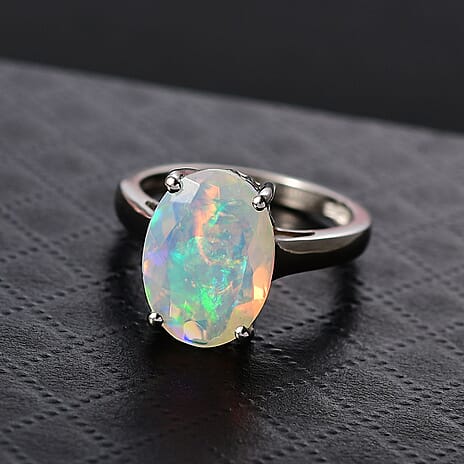 Rhapsody 950 Platinum AAAA Ethiopian Opal Ring 3.75 Ct, Platinum Wt. 4.78 Gms.