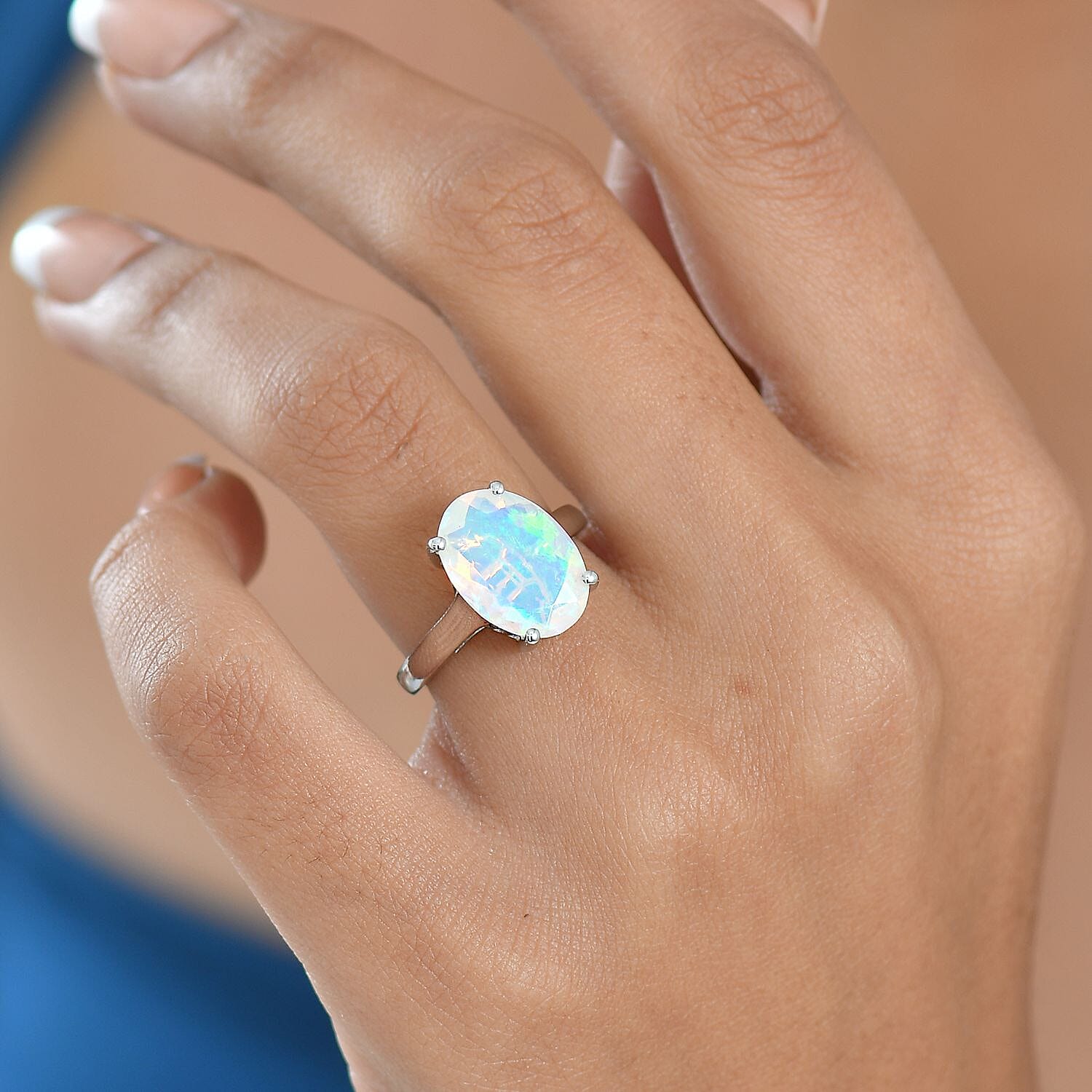 Rhapsody 950 Platinum AAAA Ethiopian Opal Ring 3.75 Ct, Platinum Wt. 4.78 Gms.