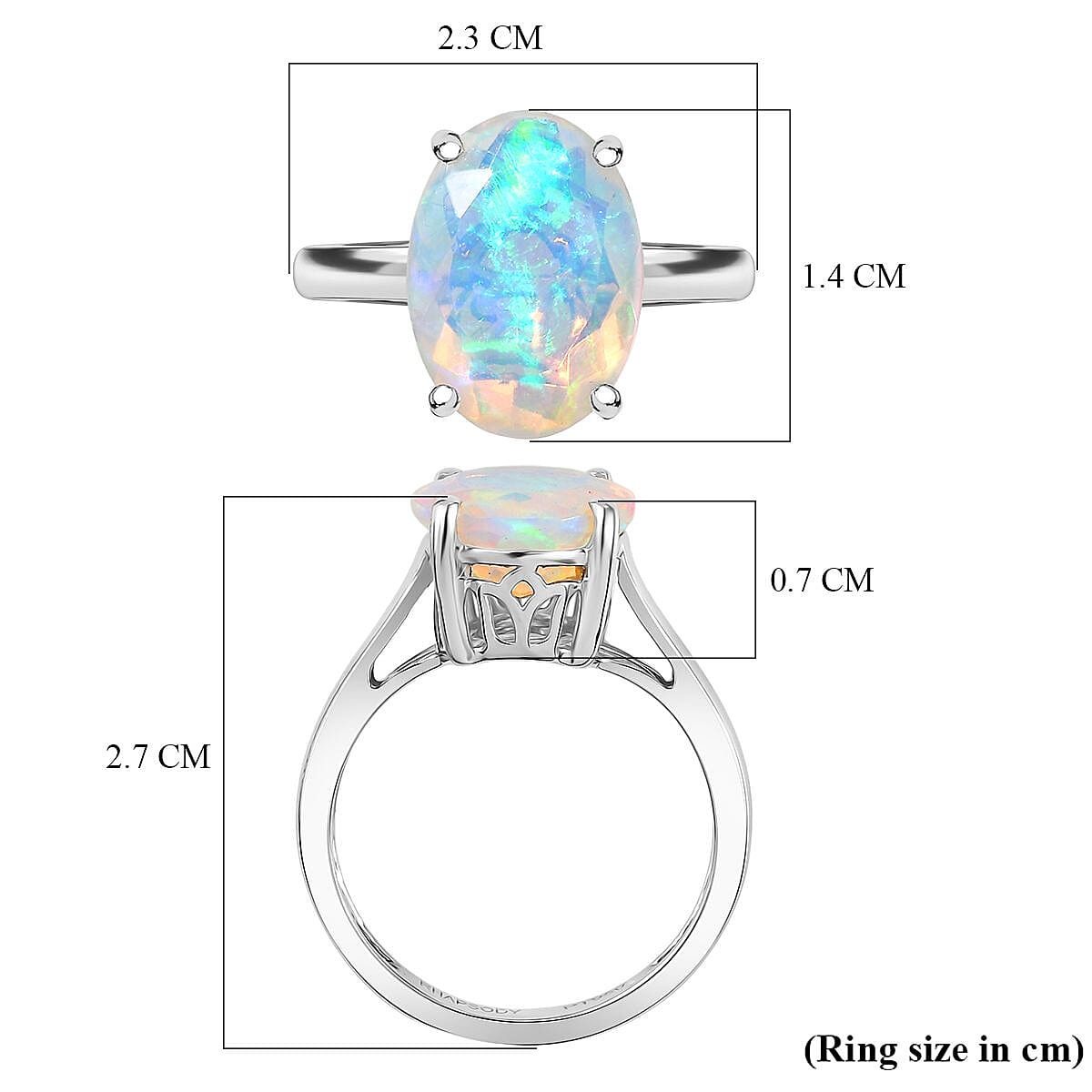 Rhapsody 950 Platinum AAAA Ethiopian Opal Ring 3.75 Ct, Platinum Wt. 4.78 Gms.