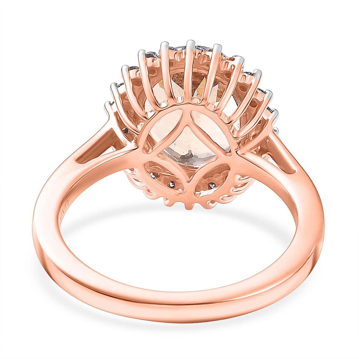 Luxuriant 9K Rose Gold AAA Morganite & Lab Grown Diamond (SI-GH) Ring 3.53 Ct.