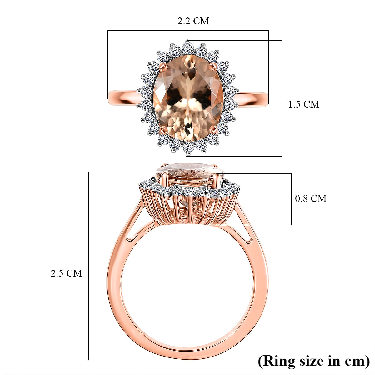 Luxuriant 9K Rose Gold AAA Morganite & Lab Grown Diamond (SI-GH) Ring 3.53 Ct.