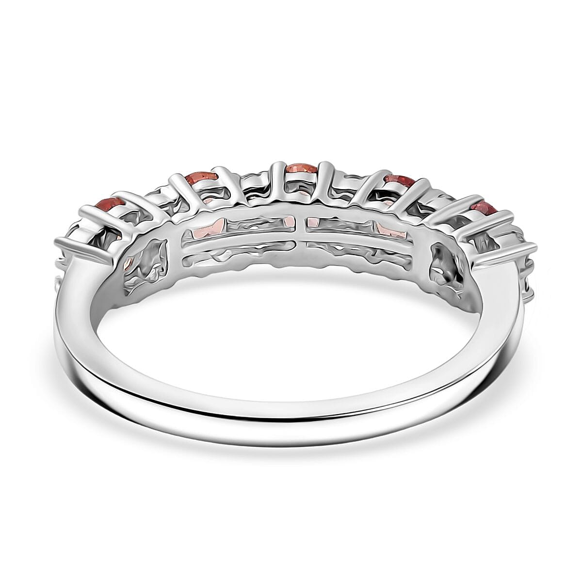 Luxuriant 950 Platinum AAAA Padparadscha Sapphire Lab Grown Diamond (SI-GH) Ring 1.15 Ct, Platinum Wt. 4.16 Gms.