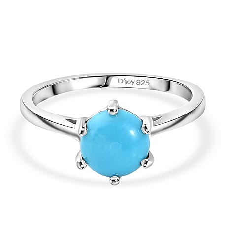 D'Joy Sleeping Beauty Turquoise Ring in Rhodium Overlay Sterling Silver 1.14 Ct.
