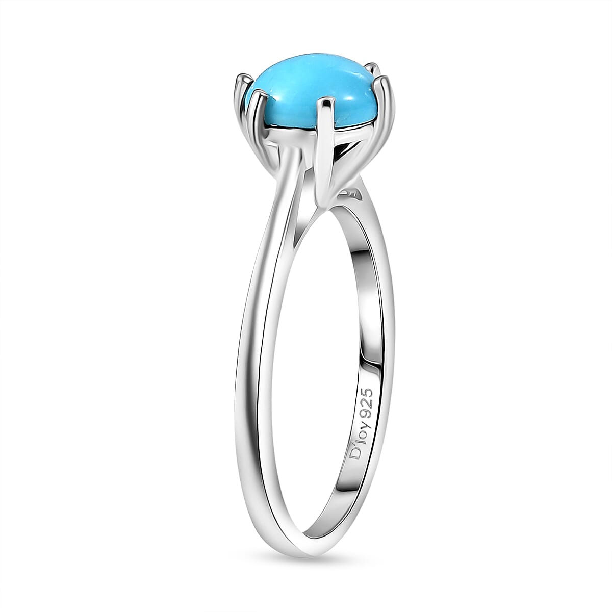 D'Joy Sleeping Beauty Turquoise Ring in Rhodium Overlay Sterling Silver 1.14 Ct.