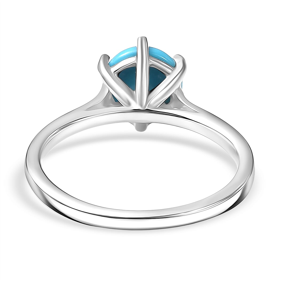 D'Joy Sleeping Beauty Turquoise Ring in Rhodium Overlay Sterling Silver 1.14 Ct.