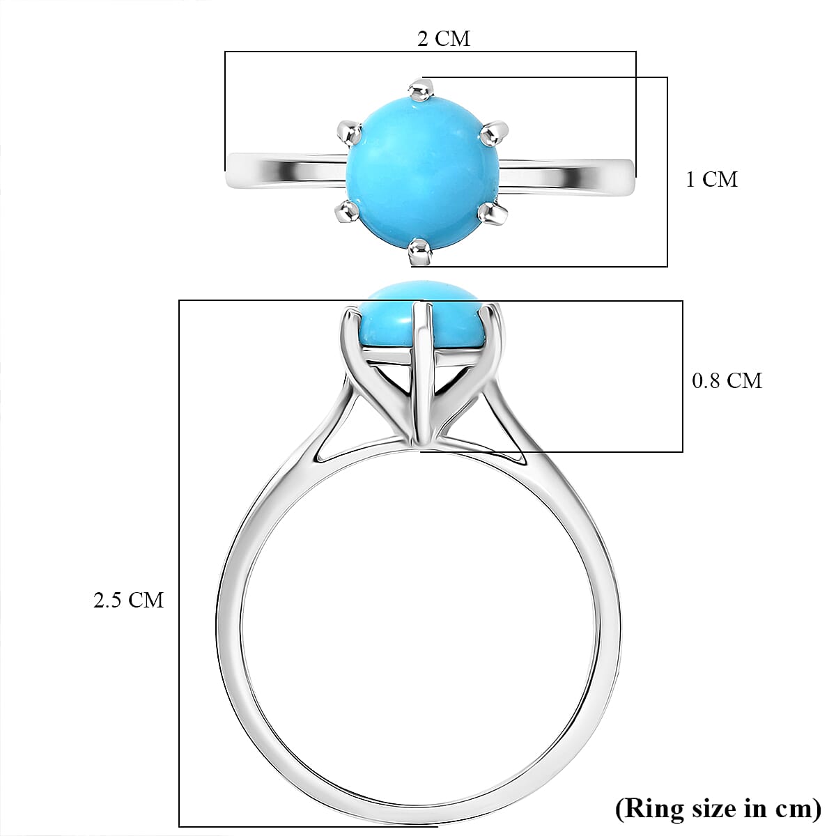 D'Joy Sleeping Beauty Turquoise Ring in Rhodium Overlay Sterling Silver 1.14 Ct.