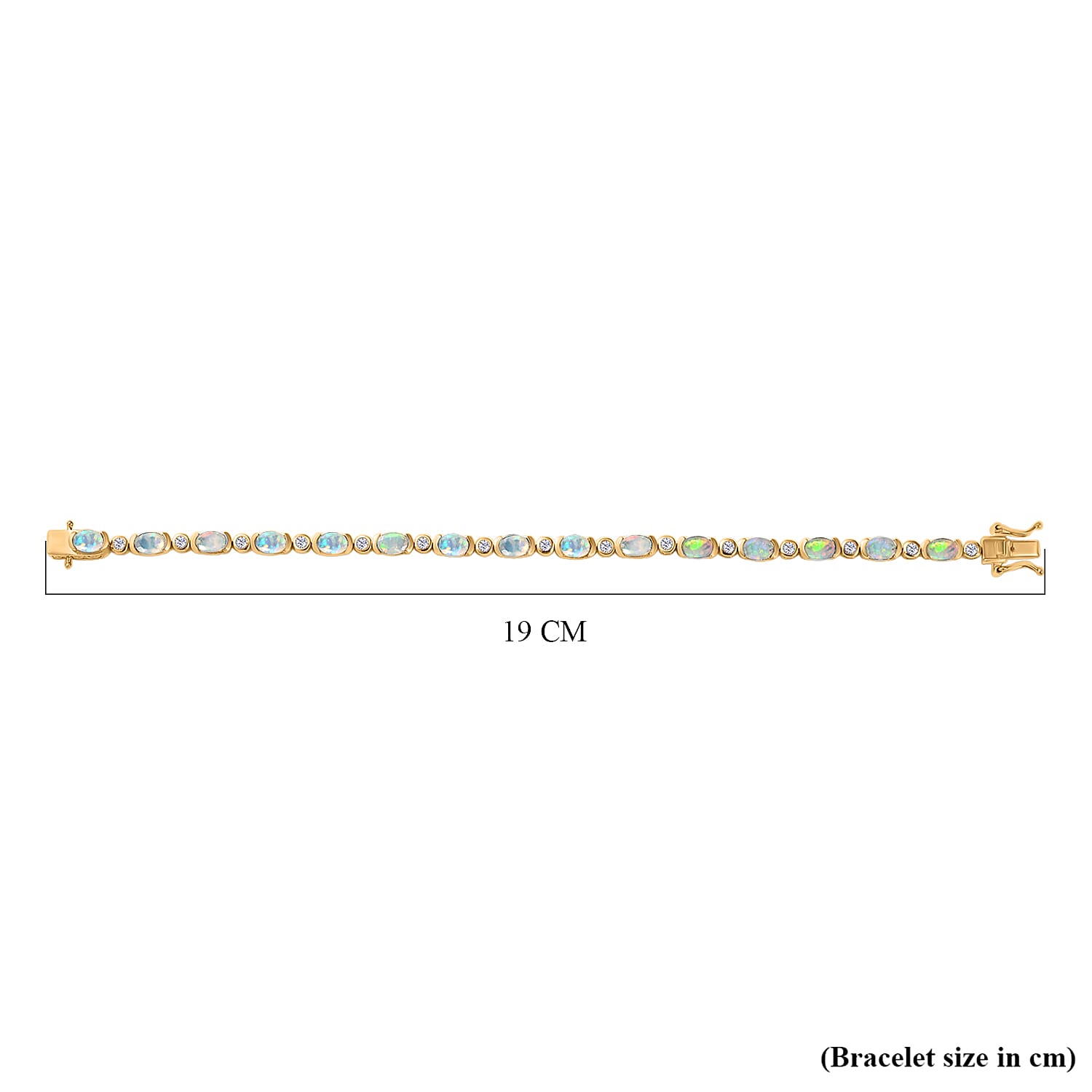 D'Joy Ethiopian Opal & White Zircon Cluster Bracelet (Size 7.5) with GB Lock Box in 18K Vermeil Yellow Gold Plated Sterling Silver 5.16 Ct, Silver Wt. 9.37 Gms.