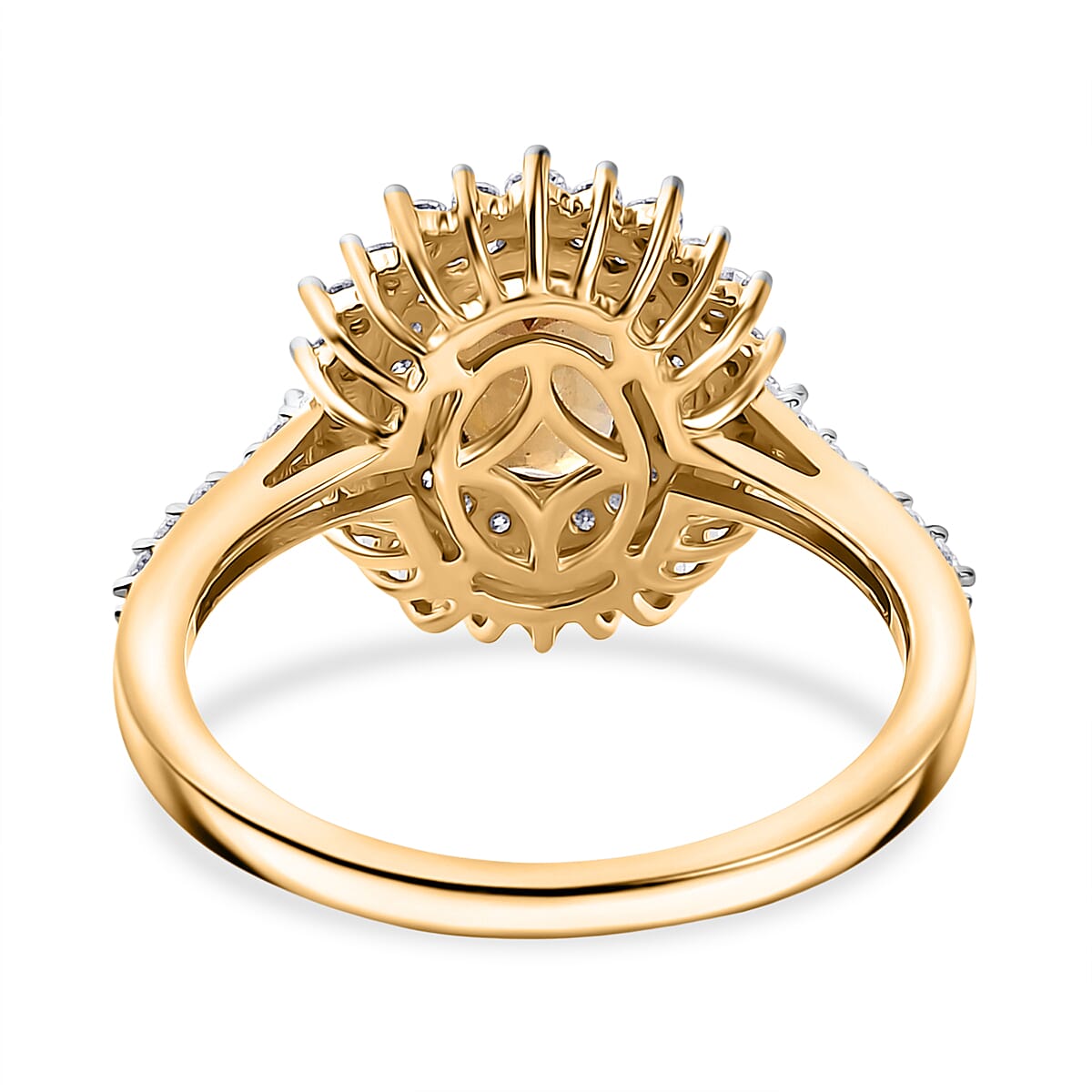 D'Joy Golden Turkizite & Moissanite Ring in 18K Vermeil Yellow Gold Plated Sterling Silver 2.07 Ct.