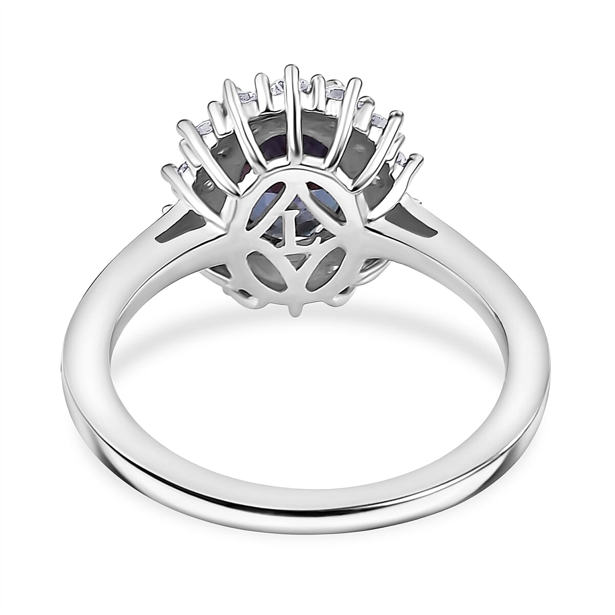 Luxuriant Lab Grown Alexandrite & Lab Grown Diamond Ring in Rhodium Overlay Sterling Silver 2.01 Ct.