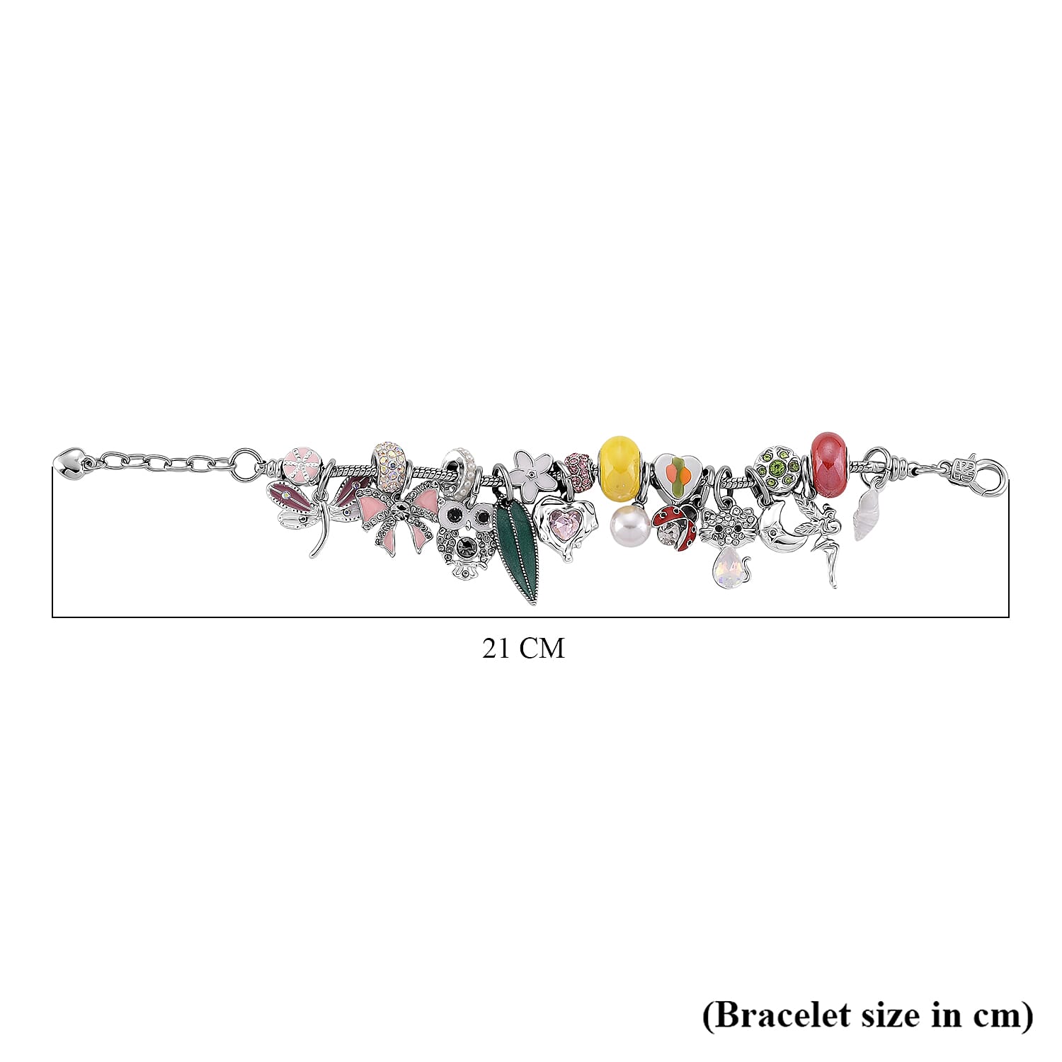 Austrian Multi Colour Crystal & Pearl Enamel Chain Bracelet (Size - 7-1 EXT)