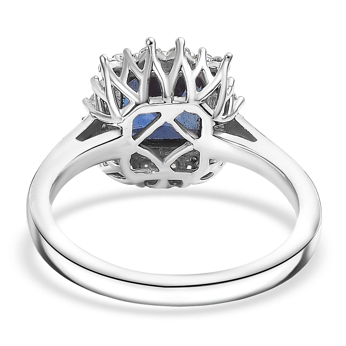 D'Joy Lab Grown Alexandrite & Moissanite Ring in Rhodium Overlay Sterling Silver 2.30 Ct.