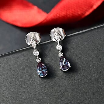 https://tjcuk.sirv.com/Products/82/7/8278889/Luxuriant-Lab-Grown-Alexandrite-White-Zircon-Dangling-Earring-in-Rhodi_8278889.jpg?w=342&h=342