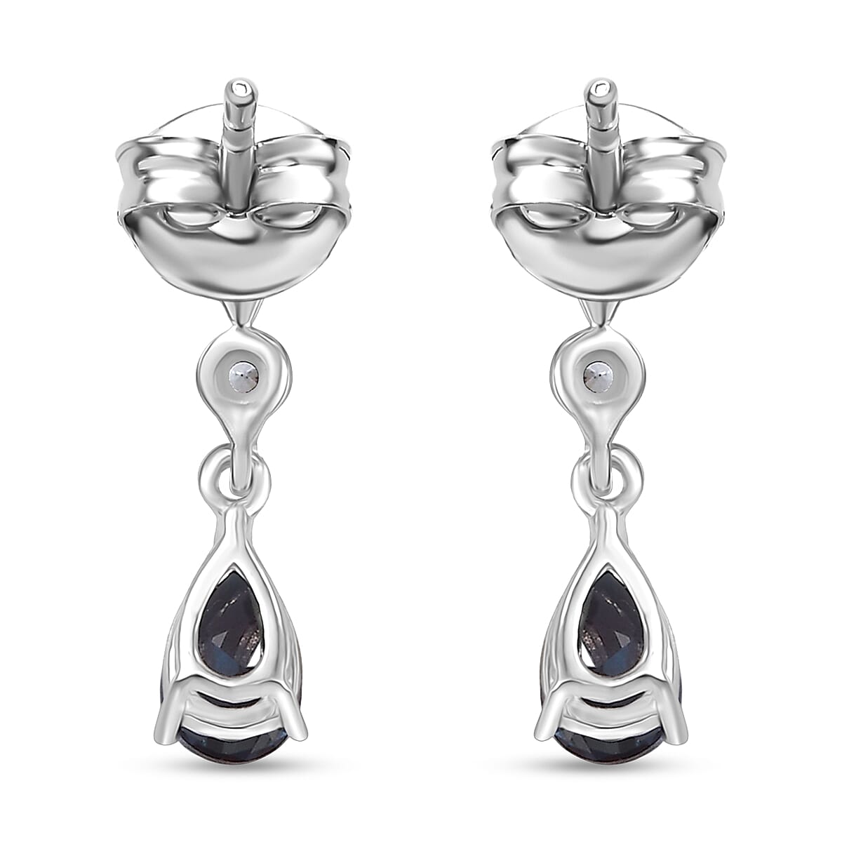 Luxuriant Lab Grown Alexandrite & White Zircon Dangling Earring in Rhodium Overlay Sterling Silver 1.00 Ct.