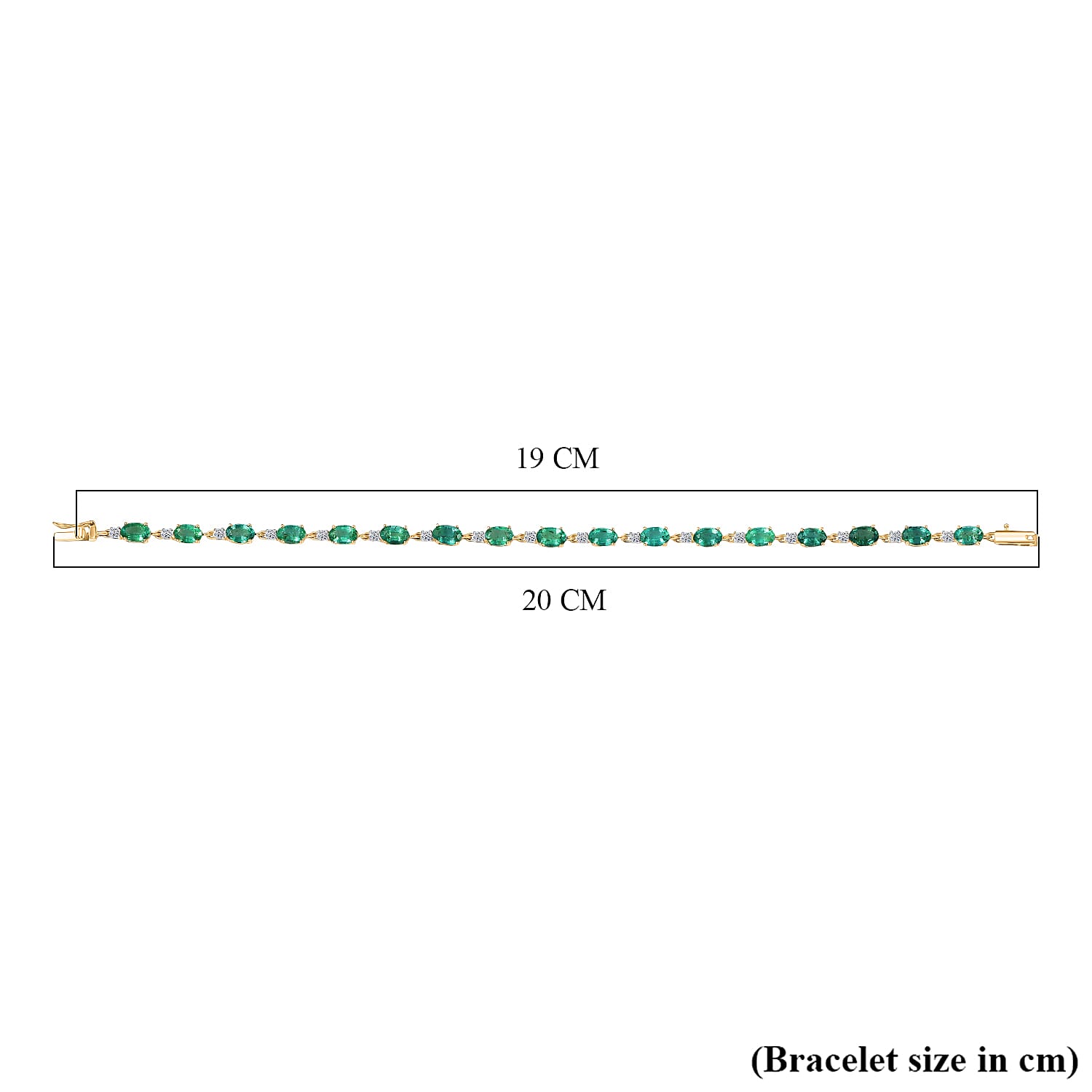 Luxuriant 9K Yellow Gold AAA Emerald & Lab Grown Diamond (SI-GH) Cluster Bracelet (Size 7.5) with GB Lock Box 7.82 Ct.