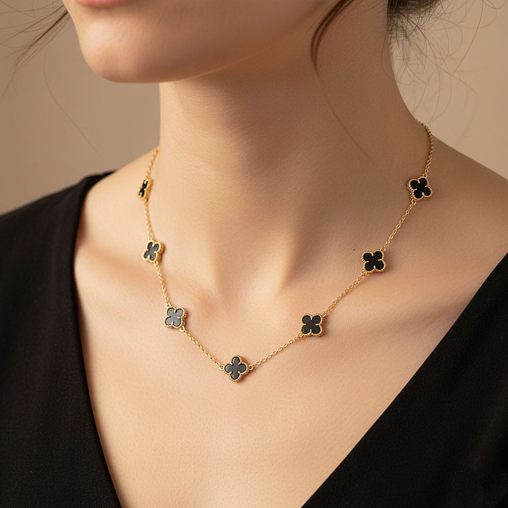 Black Dyed Agate Fancy Necklace (Size - 20)  2.000  Ct.