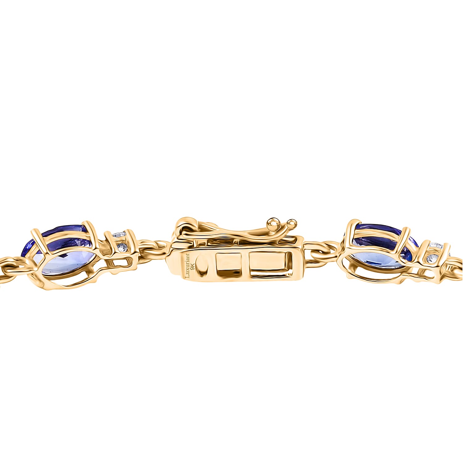 Luxuriant 9K Yellow Gold AAA Tanzanite & Lab Grown Diamond (SI-GH) Cluster Bracelet (Size 7.5) with GB Lock Box 8.13 Ct.