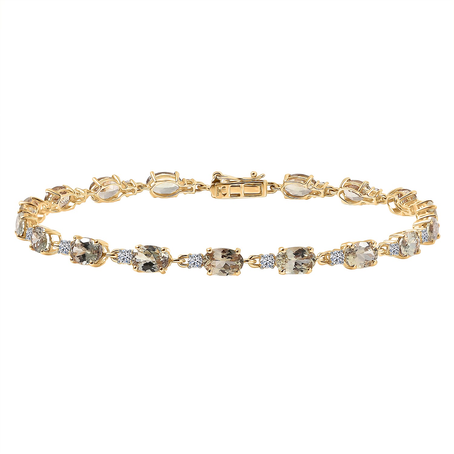 Luxuriant 9K Yellow Gold AAA Turkizite & Lab Grown Diamond (SI-GH) Cluster Bracelet (Size 7.5) with GB Lock Box 9.61 Ct.